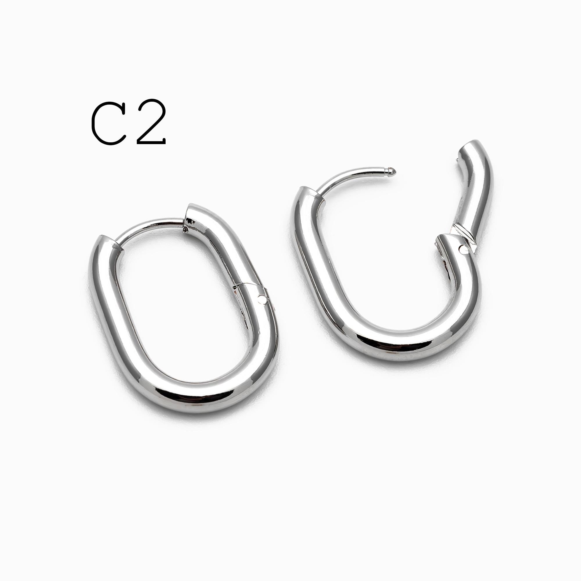 4pcs Gold/ Silver Dangle Minimalist Huggies Earring, Gold/ Rhodium plated Stainless Steel, Gold Huggie Earrings Supply (GB-2388)